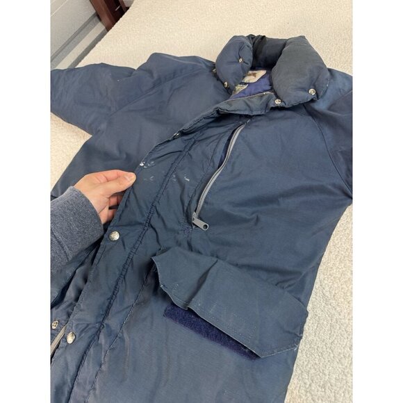 Vintage 80s North Face Blue Puffer Down Parka Jacket Brown Label‎ Size Medium - Picture 3 of 11